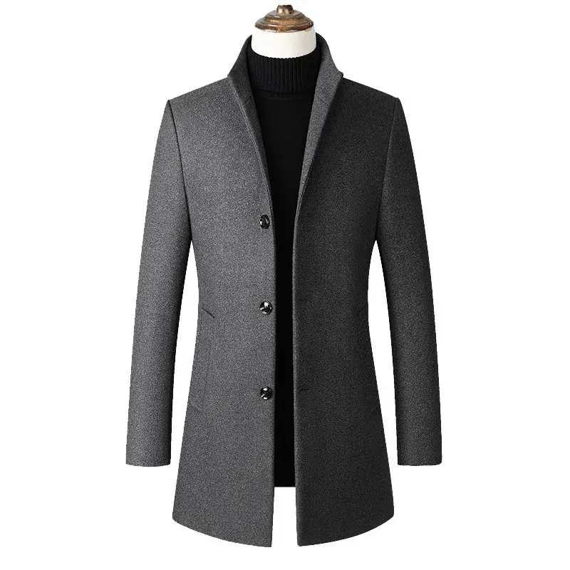 Miniature : Manteau homme mi-long coupe-vent, design simple et élégant gris