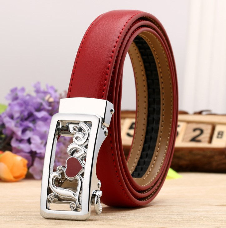 Thumbnail: Ceinture pour Femme en Cuir rouge 8