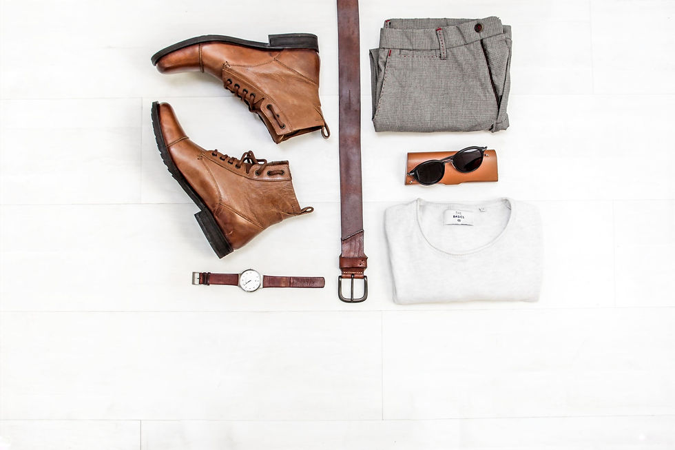 Ankle boots with clothes and accessories