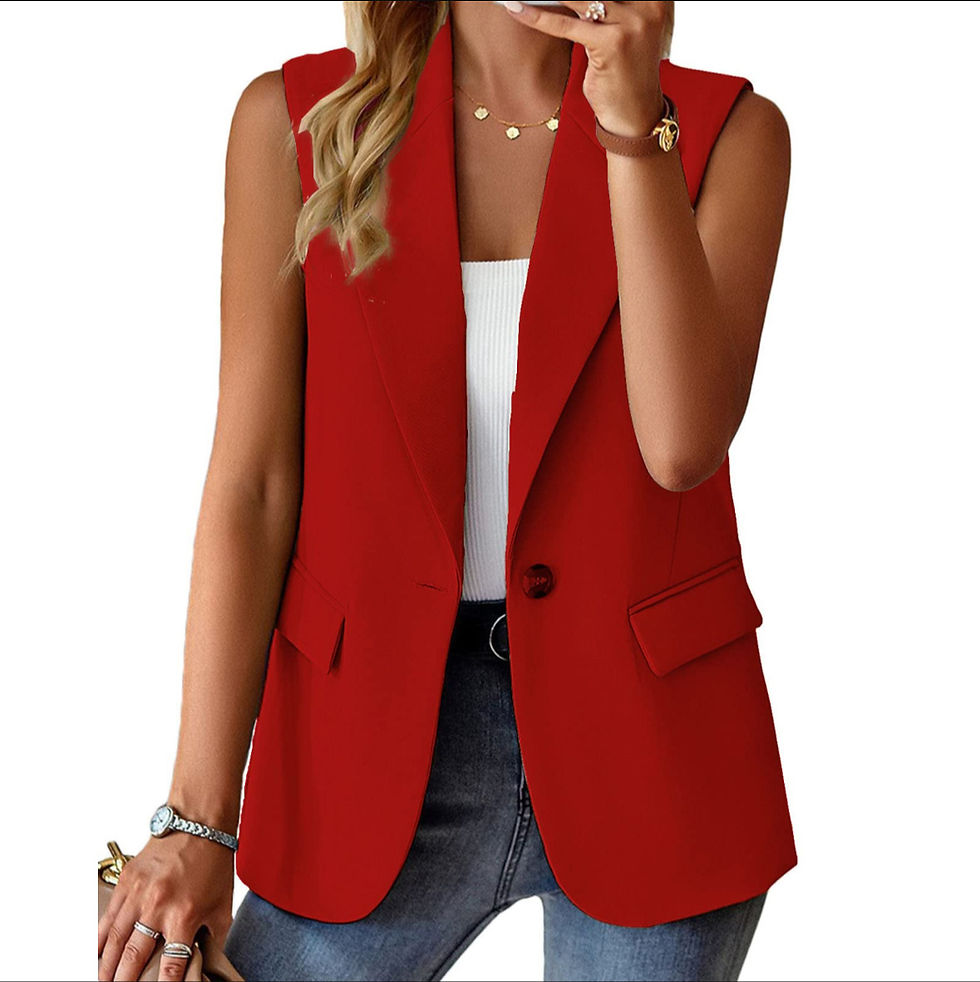 Thumbnail: Femme portant un Gilet de Costume Décontracté rouge