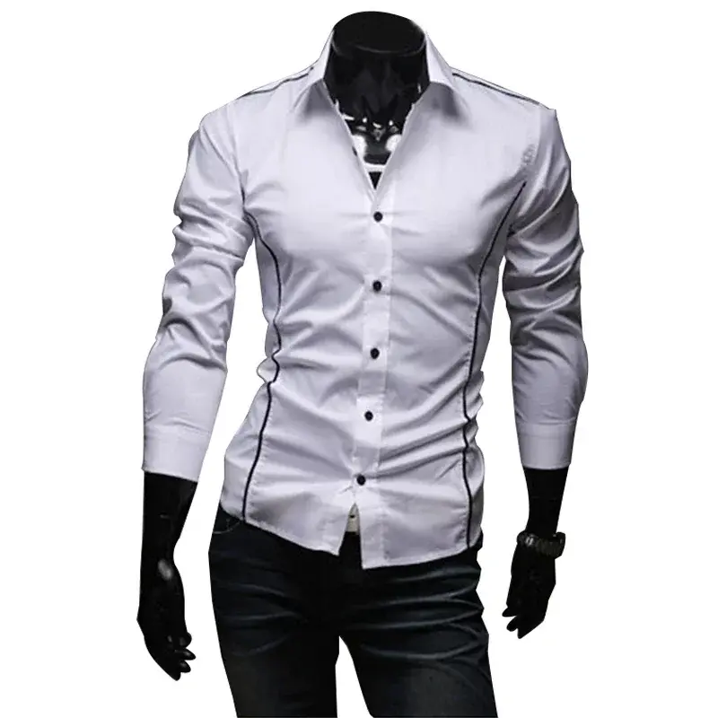 Miniature : Chemise homme à simple boutonnage, coupe ajustée et manches longues grise