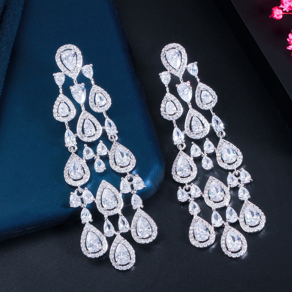 Miniature : Boucles d'Oreilles Longues Argent vue de face