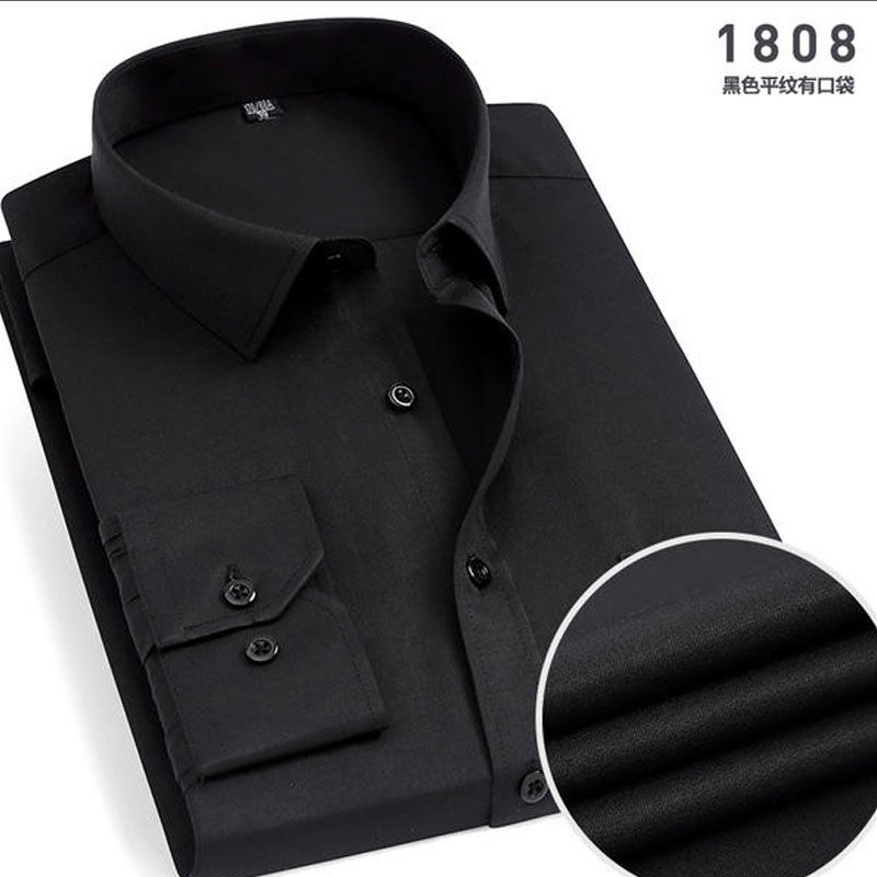 Miniature : Chemise à Manches Longues Rayée pour Homme Sans Repassage – Élégance & Confort Printanier noire