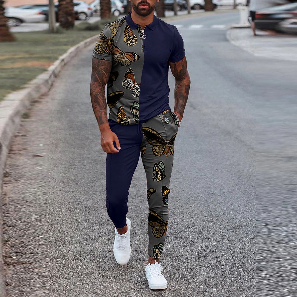 Miniature : Homme en ensemble pantalon et t-shirt move/gris vue de face