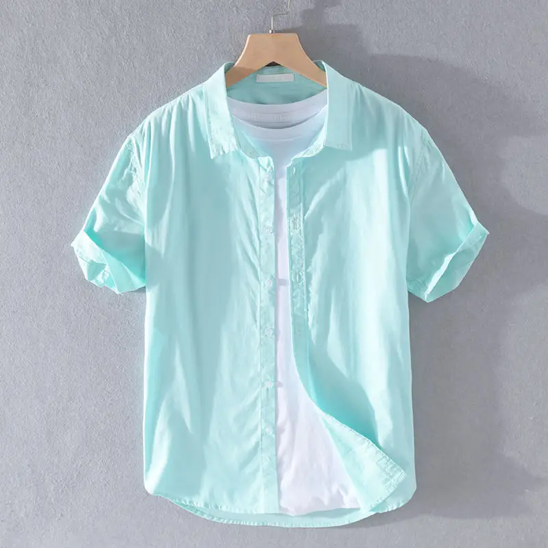 Miniature : Chemise homme à manches courtes Style japonais verte 2