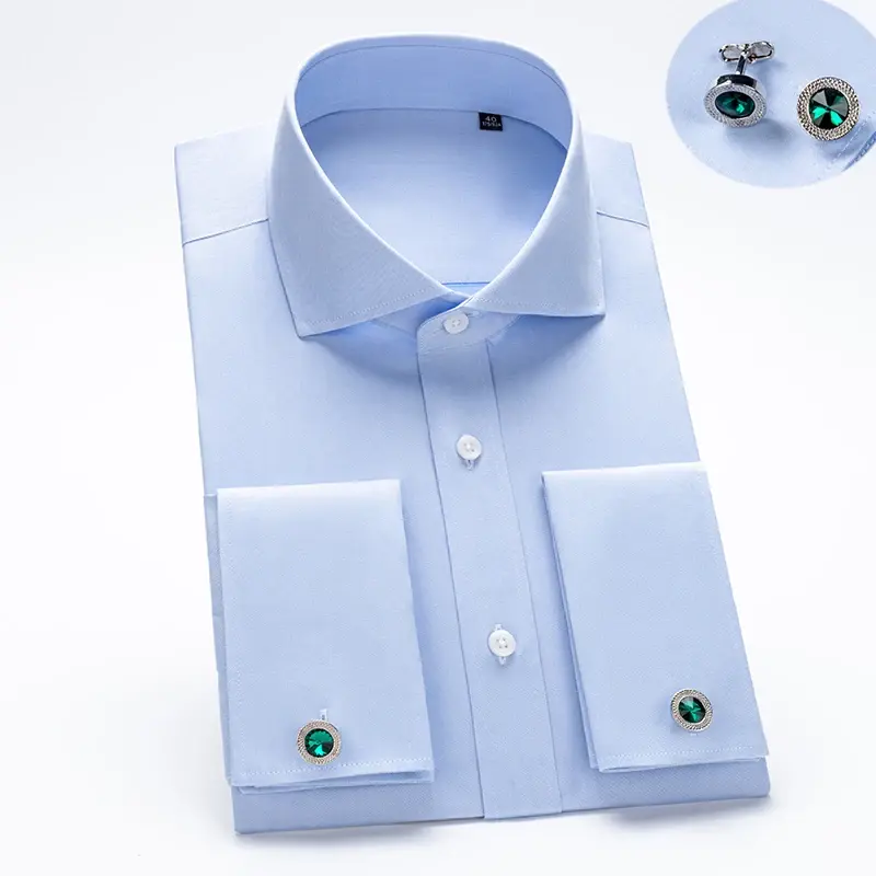 Miniature : Chemise française homme sans repassage pliée bleue