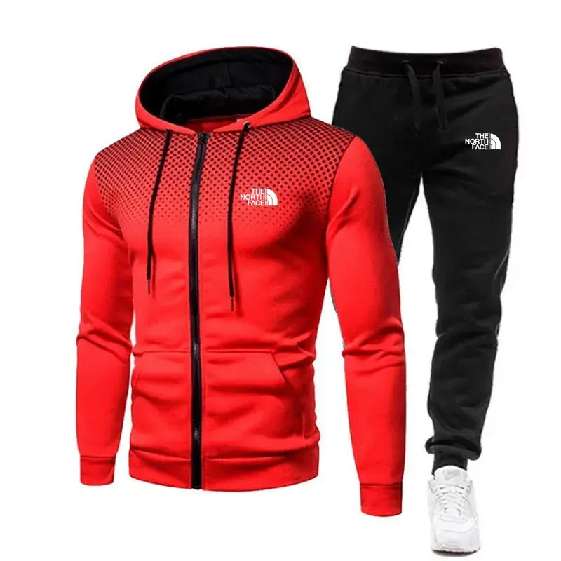 Miniature : Survêtement homme sport fitness course hiver rouge2/noir vue de face