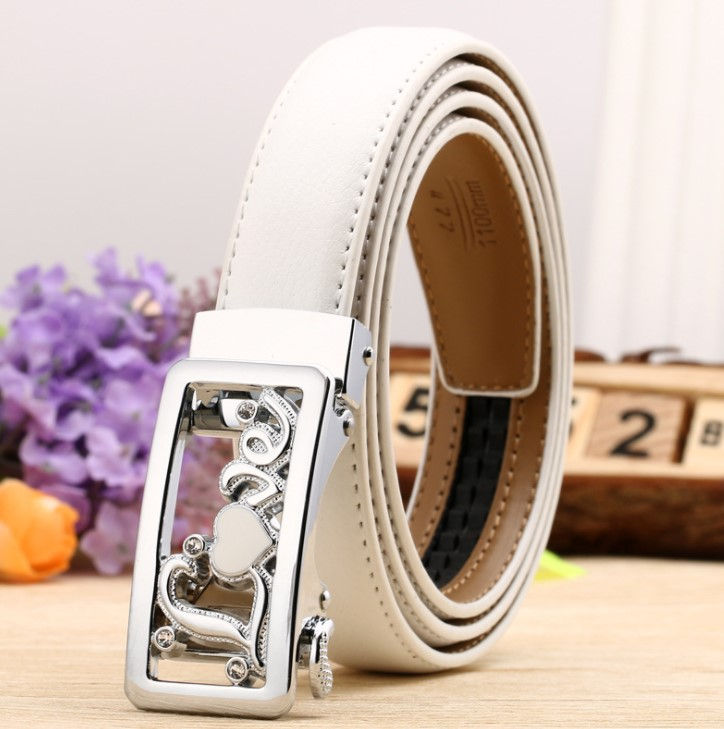 Thumbnail: Ceinture pour Femme en Cuir blanche 5
