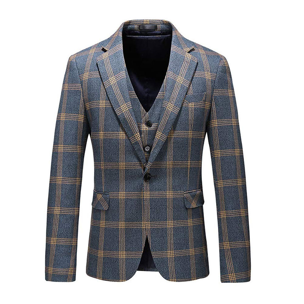 Miniature : Smoking à un bouton pour homme en tweed à carreaux – coupe moderne