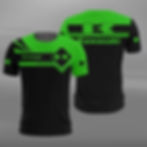 T-shirt Moto Kawasaki pour Homme et Enfant noir/vert vues de face et par derrière