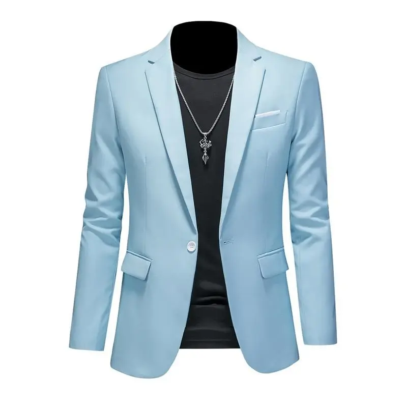 Miniature : Blazer homme élégant vu de face – coupe ajustée moderne beu ciel