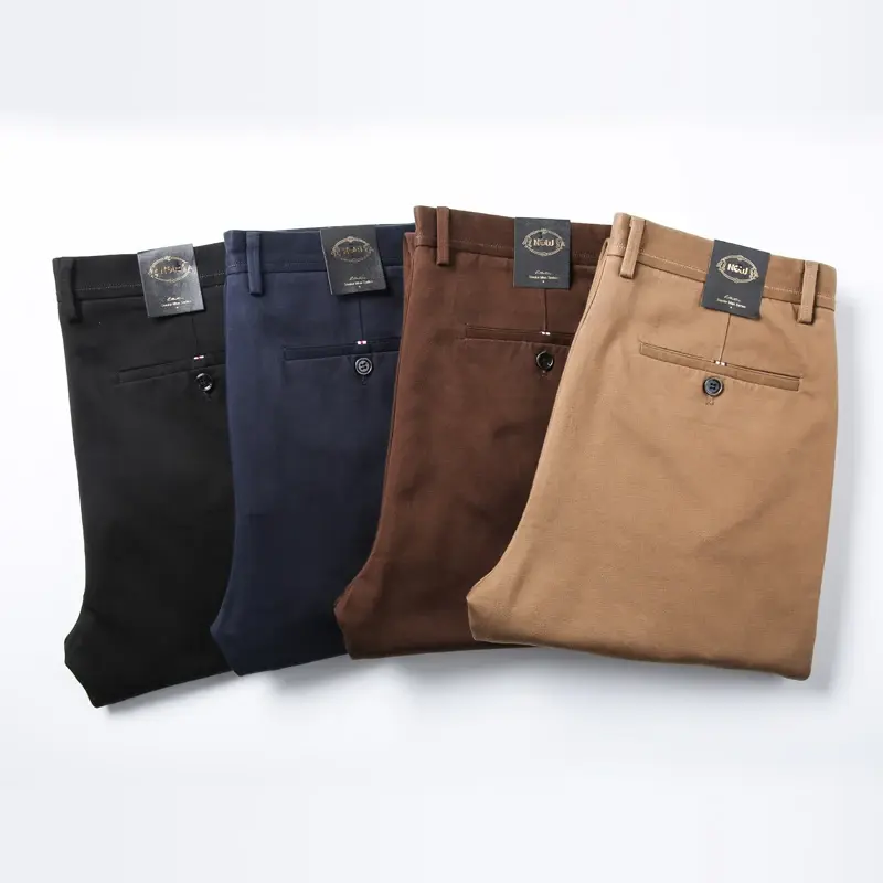 Thumbnail: 4 Pantalons Classiques marron, brun, bleu et noir pour Homme