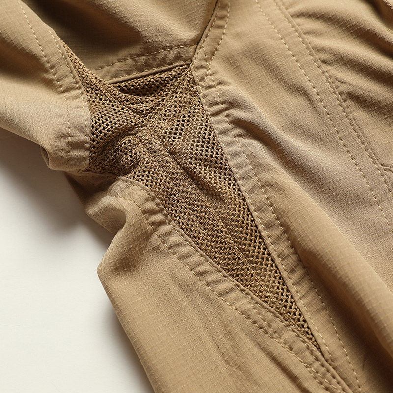 Miniature : Chemise Cargo Homme à Manches Longues kaki vue de face finitions