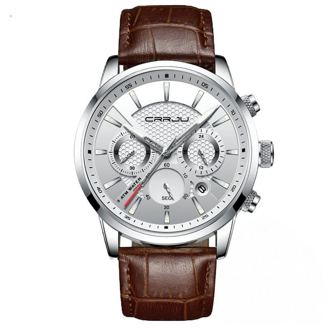 Thumbnail: Montre avec bracelet cuir marron 1 vue de face