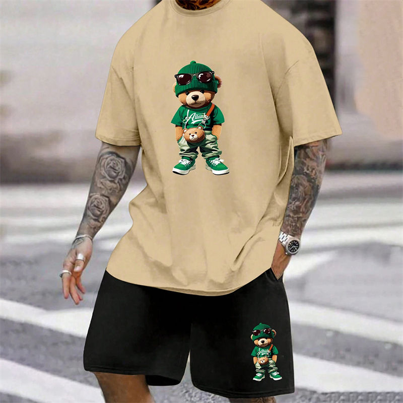 Thumbnail: Homme portant un T-Shirt Harajuku à Imprimé Ours 15