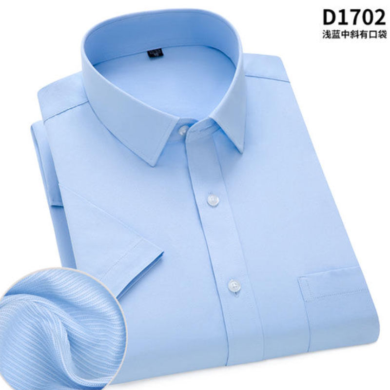 Thumbnail: Chemise d'Été Homme – Manches Courtes, Sans Repassage bleue ciel 5