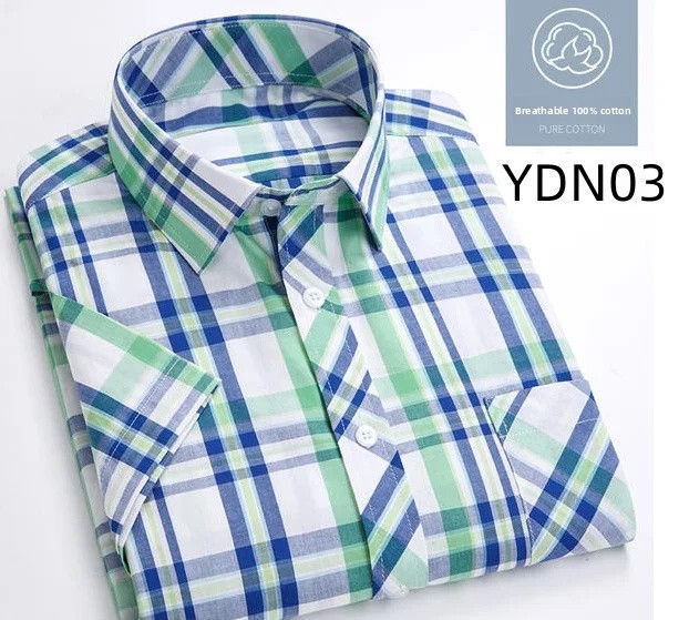 Miniature : Chemise d'été à manches courtes pour homme – 100 % coton, à carreaux, tendance et confortable 2