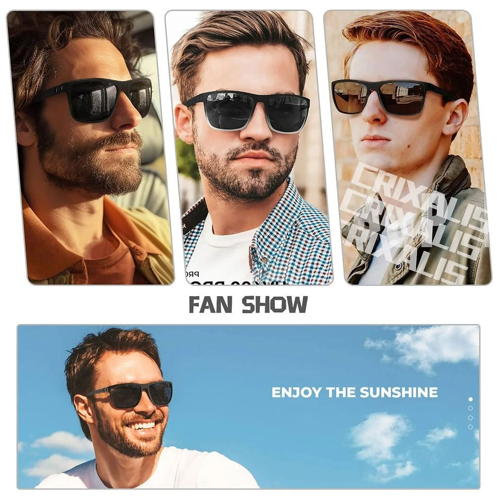 Thumbnail: 4 hommes portant des Paire de Lunettes de Soleil Polarisées Carrées – Protection UV & Style Tendance