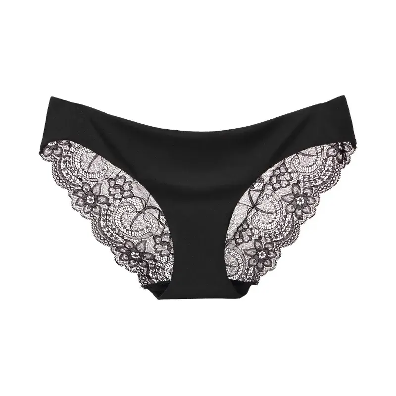 Thumbnail: Culotte Sexy en dentelle pour femmes noire 2 vue de face