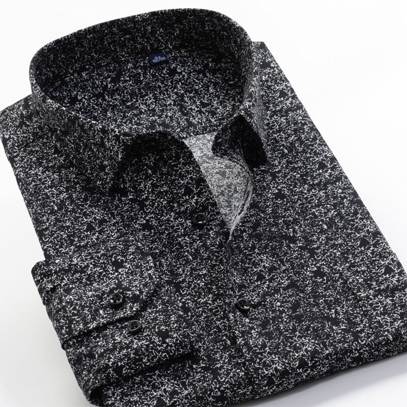 Thumbnail: Chemise fleurie à manches longues décontractée pour hommes – Grandes tailles jusqu’au 10XL pliée 4
