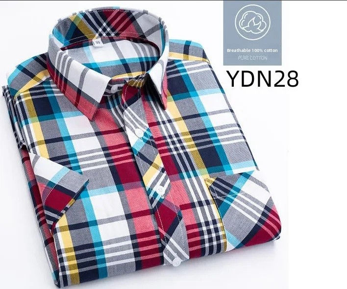 Miniature : Chemise d'été à manches courtes pour homme – 100 % coton, à carreaux, tendance et confortable 4