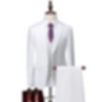 Thumbnail: Costume pour homme grande taille M à 6XL, blanc – vue de face en position debout + paire de chaussures habillées