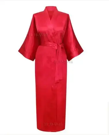 Thumbnail: Silk Satin Long Wedding Bride Bridesmaid Robe Kimono Large Size XXXL