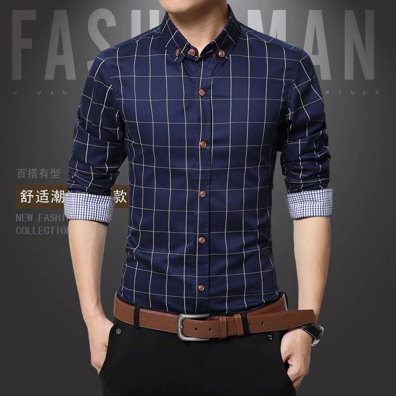 Miniature : Homme portant une Chemises Homme à Manches Longues – Style Printemps Élégant & Tendance noire vue de face
