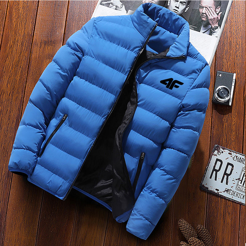 Miniature : Manteau d’hiver homme bleu à porter avec un jean pour un look urbain vue de face