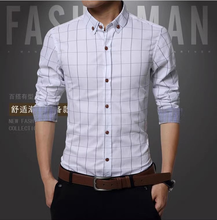 Miniature : Homme portant une Chemises Homme à Manches Longues – Style Printemps Élégant & Tendance blanche vue de face