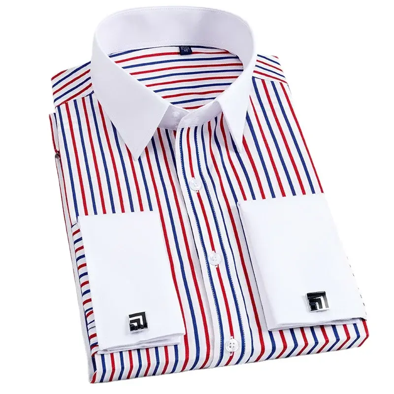 Miniature : Chemise Décontractée Homme à Manches Longues rouge/bleue/blanc