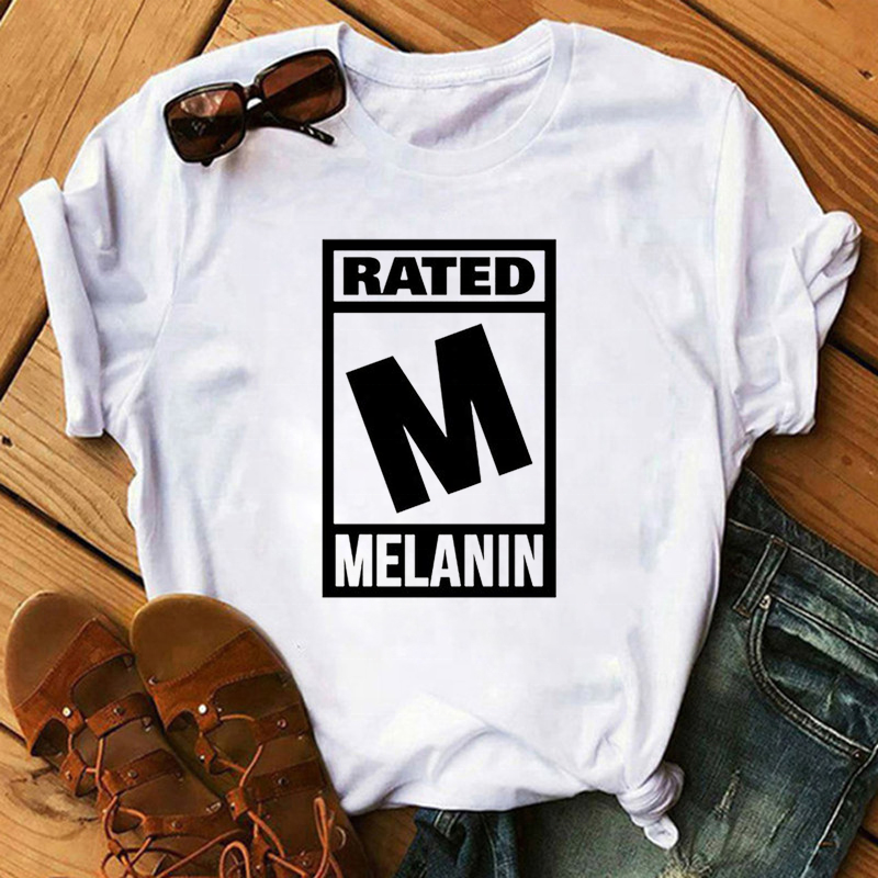 Thumbnail: T-Shirts Femme blanc plus la lettre M en noir vue de face