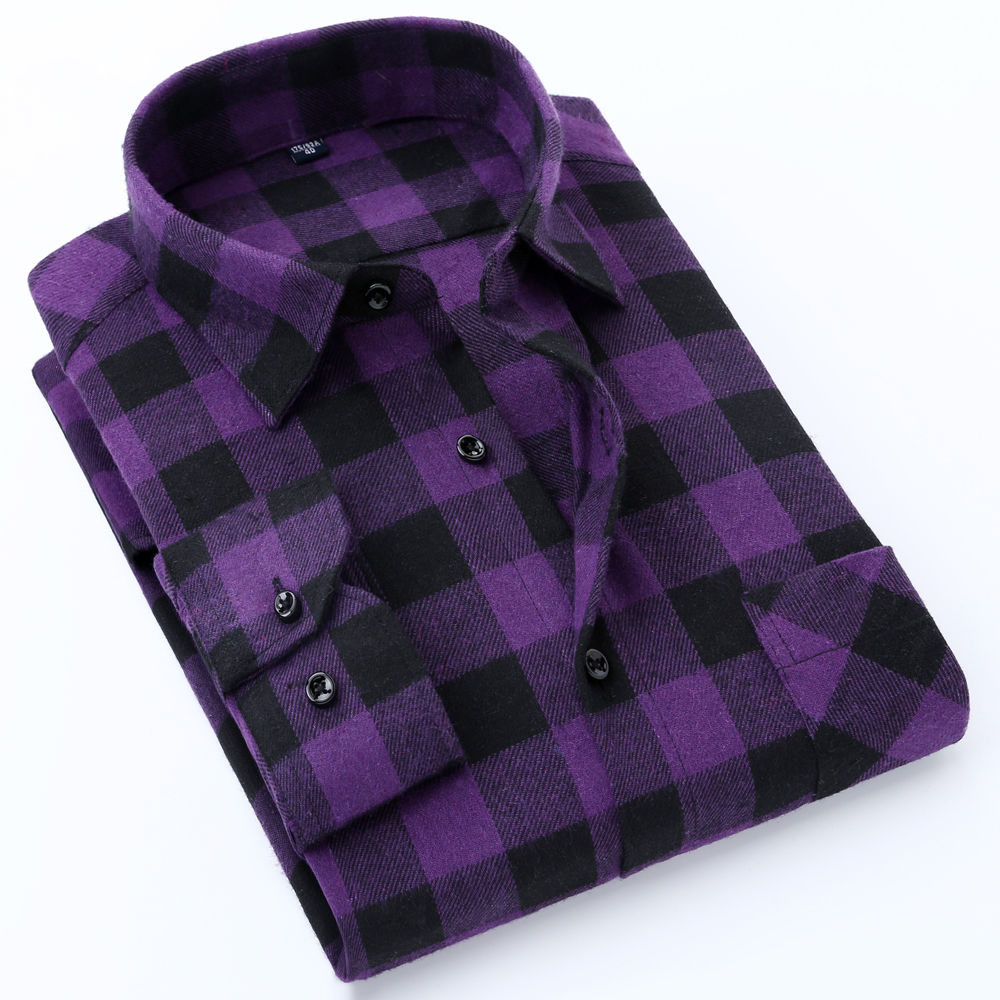 Chemise à carreaux contrastés en flanelle brossée - Coupe Slim Homme pliée move