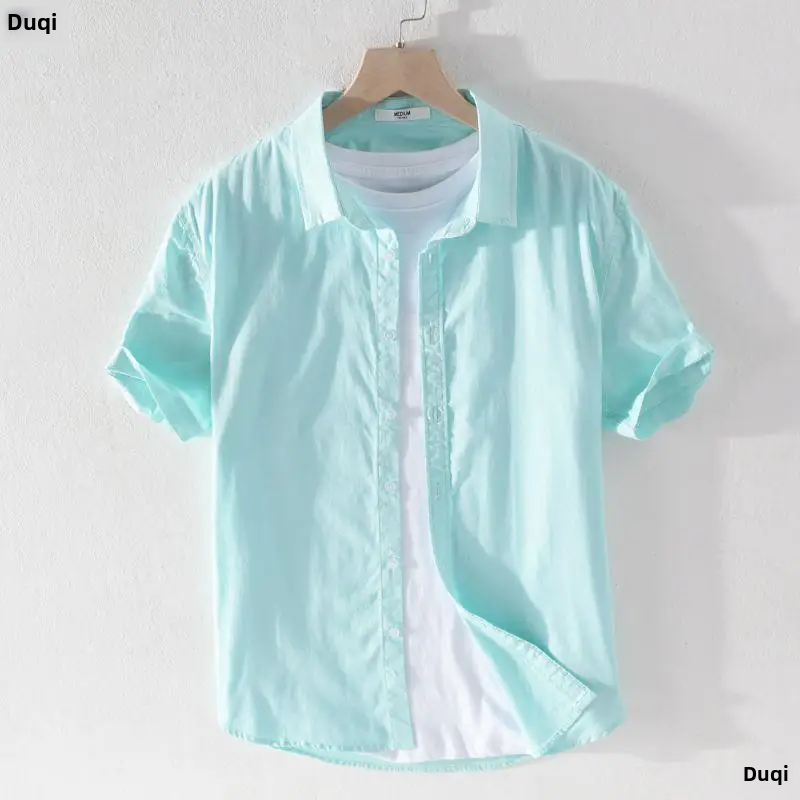 Chemise homme à manches courtes Style japonais verte