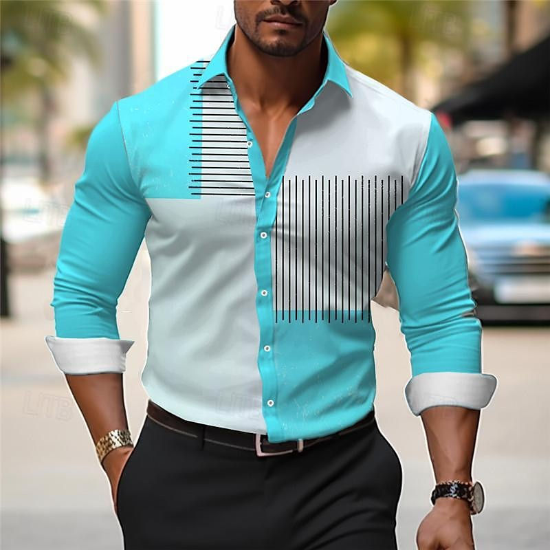 Thumbnail: Homme portant une chemise à rayures verte vue de face