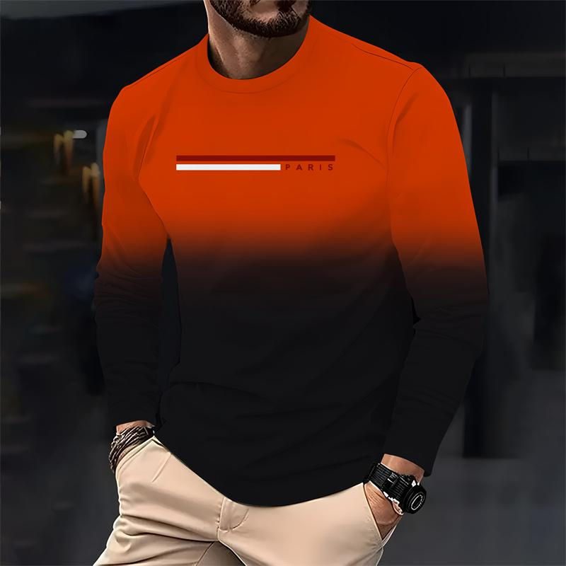 Miniature : Homme portant un T-shirt à Manches Longues en Vrac pour Hommes rouge, vue de face.