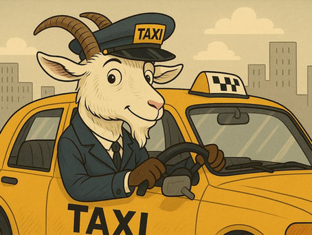 Goat taxi drivers blocking the train? Maybe we misheard.