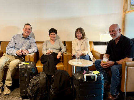 Relaxing in the lounge before our first flight