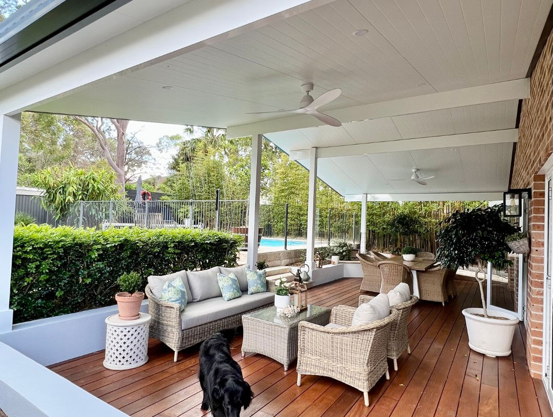 White Pergola with Fan
