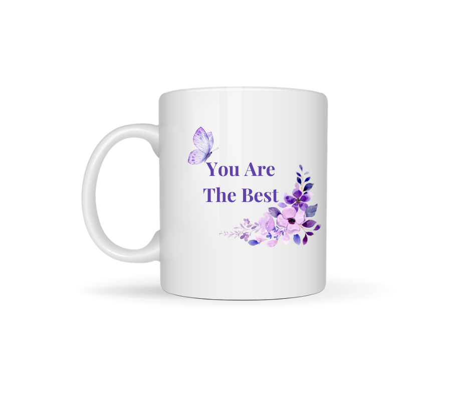 Thumbnail: I Love You Mum Photo Mug – Elegant Purple Flower Frame - back - you are the best