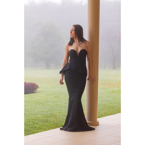 sheike black strapless dress - Gown - HIRE November25 Size:US 12P Backless Halter Satin Mini out look