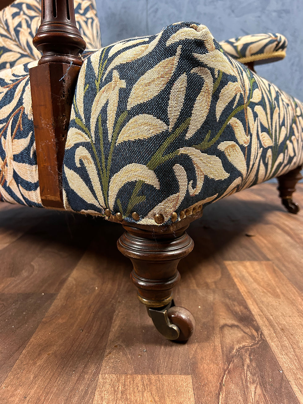 Thumbnail: A 19th Century Open Armchair In Manner Of Howard & Sons In William Morris Fabric