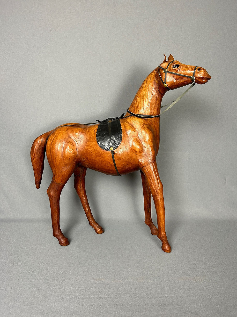 Thumbnail: Large Mid Century Leather Wrapped Horse 