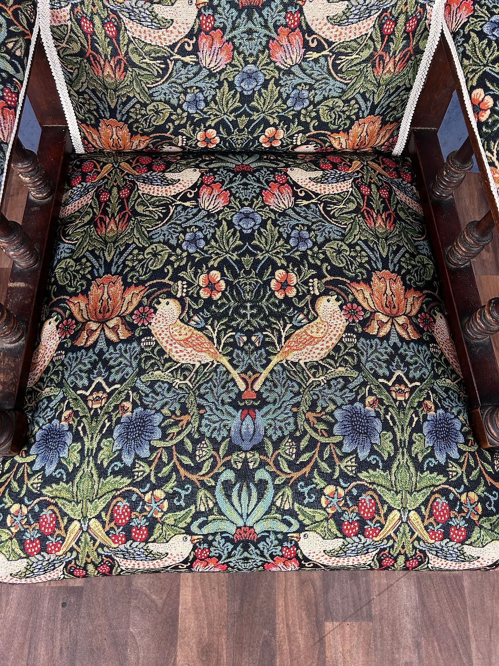 Thumbnail: A Victorian Armchair With William Morris Strawberry Thief Upholstery