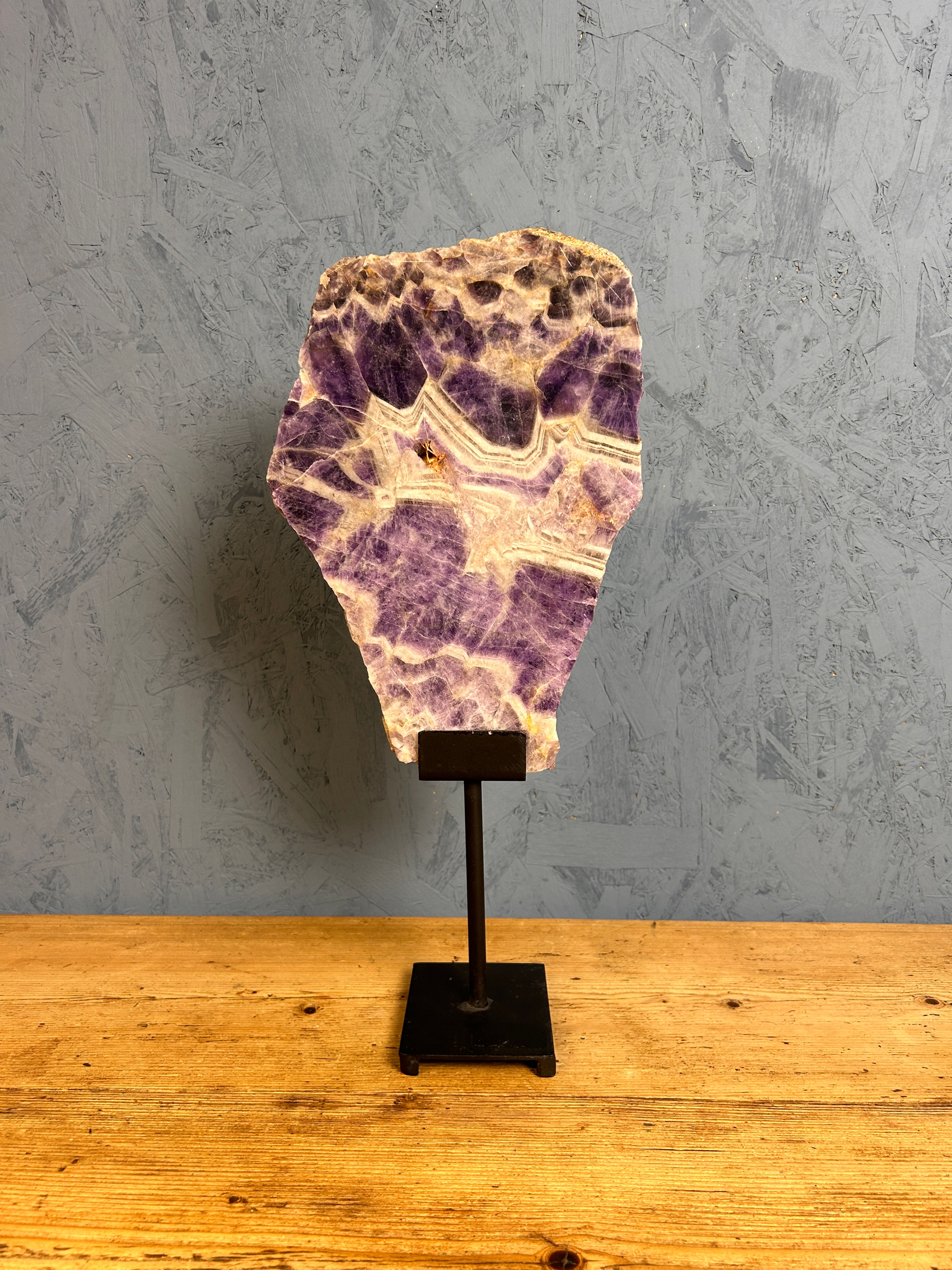 Large Amethyst Chevron Slice On Stand 