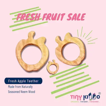 neem-wood-teether-apple-shape-tinykiddo-babystore