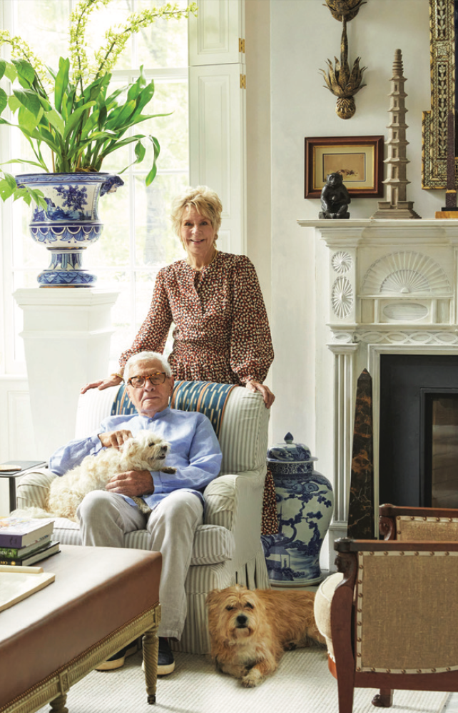 Bunny Williams at home with her husband, John Roselli. (Annie Schlechter)