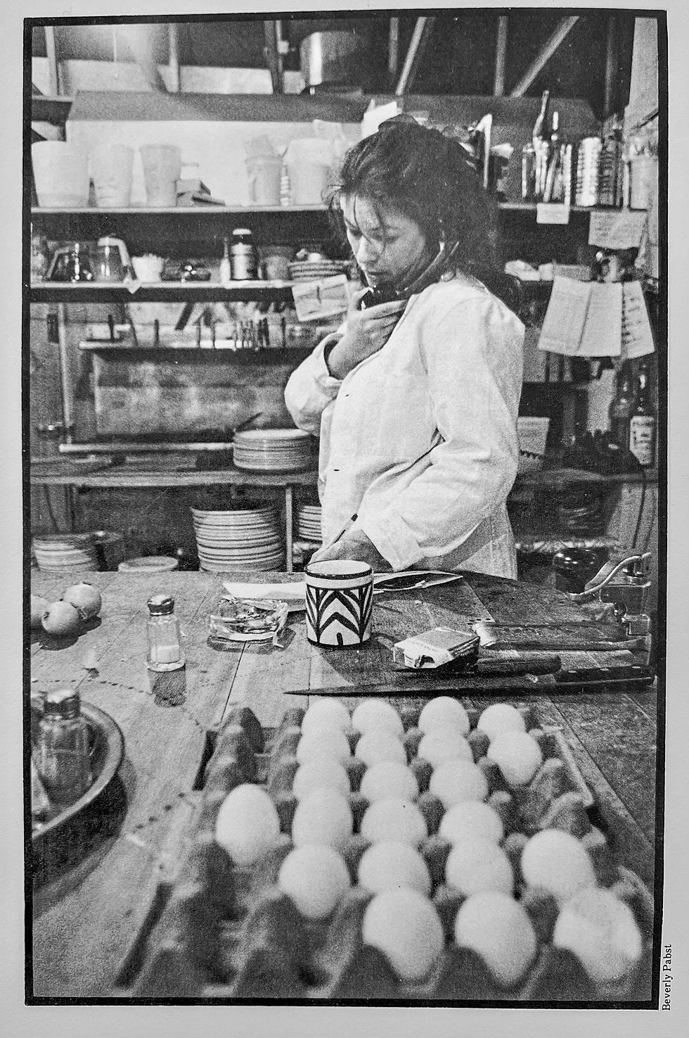 Alice Brock in the kitchen of Take Out Alice, which later was named Alice’s Restaurant. At right, Alice Brock today in her home in Provincetown. JANE MCWHORTER