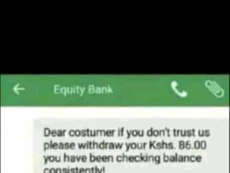 FAKE: This screen grab, supposedly of an Equity Bank response to a customer, is fabricated