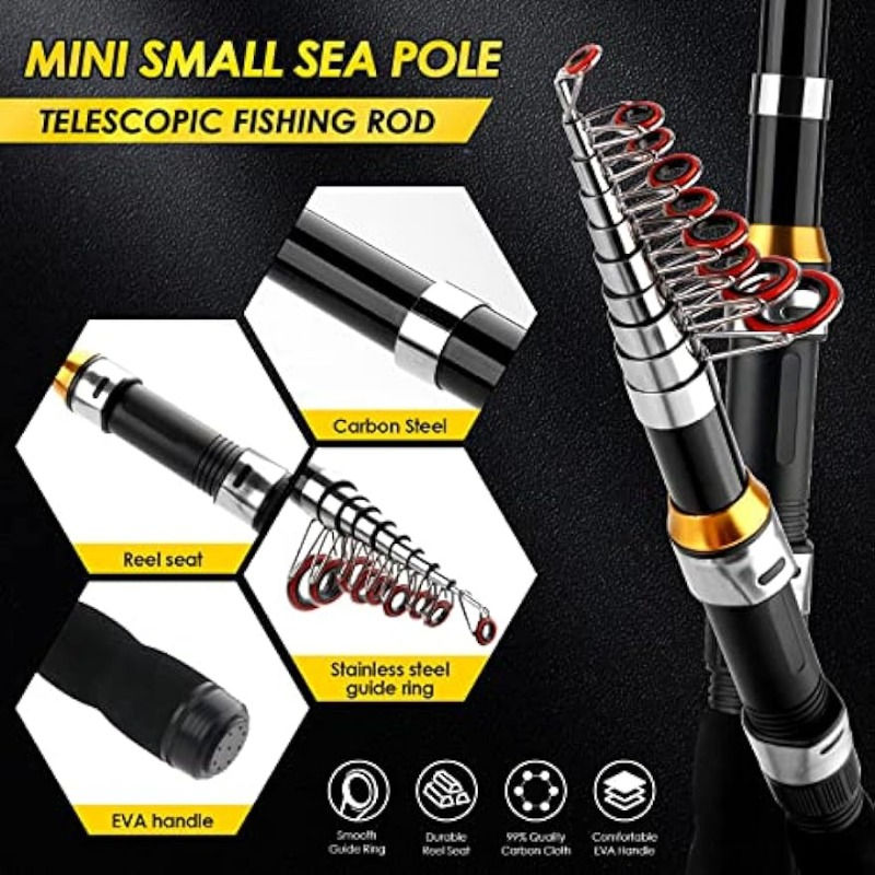 Thumbnail: Telescopic Fishing Rod Reel Combo  Fishing Pole Spinning Reel Lures Accessories